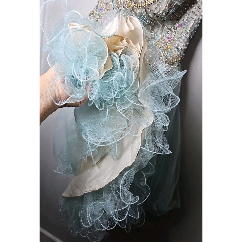 Glamour by Terani Couture Strapless Beaded Prom Pageant Dress Sz 0 W/Flaws - Picture 13 of 16